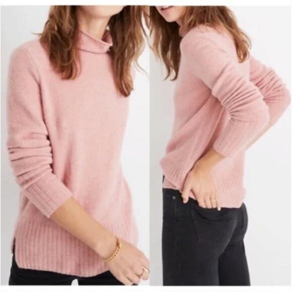 Madewell Inland Turtleneck Sweater Women's XS Wool Alpaca in Coziest Yarn Pink - Picture 1 of 10